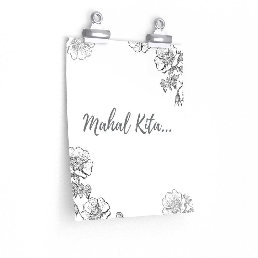 Black Floral mahal Kita Meaning I Love You in - Etsy