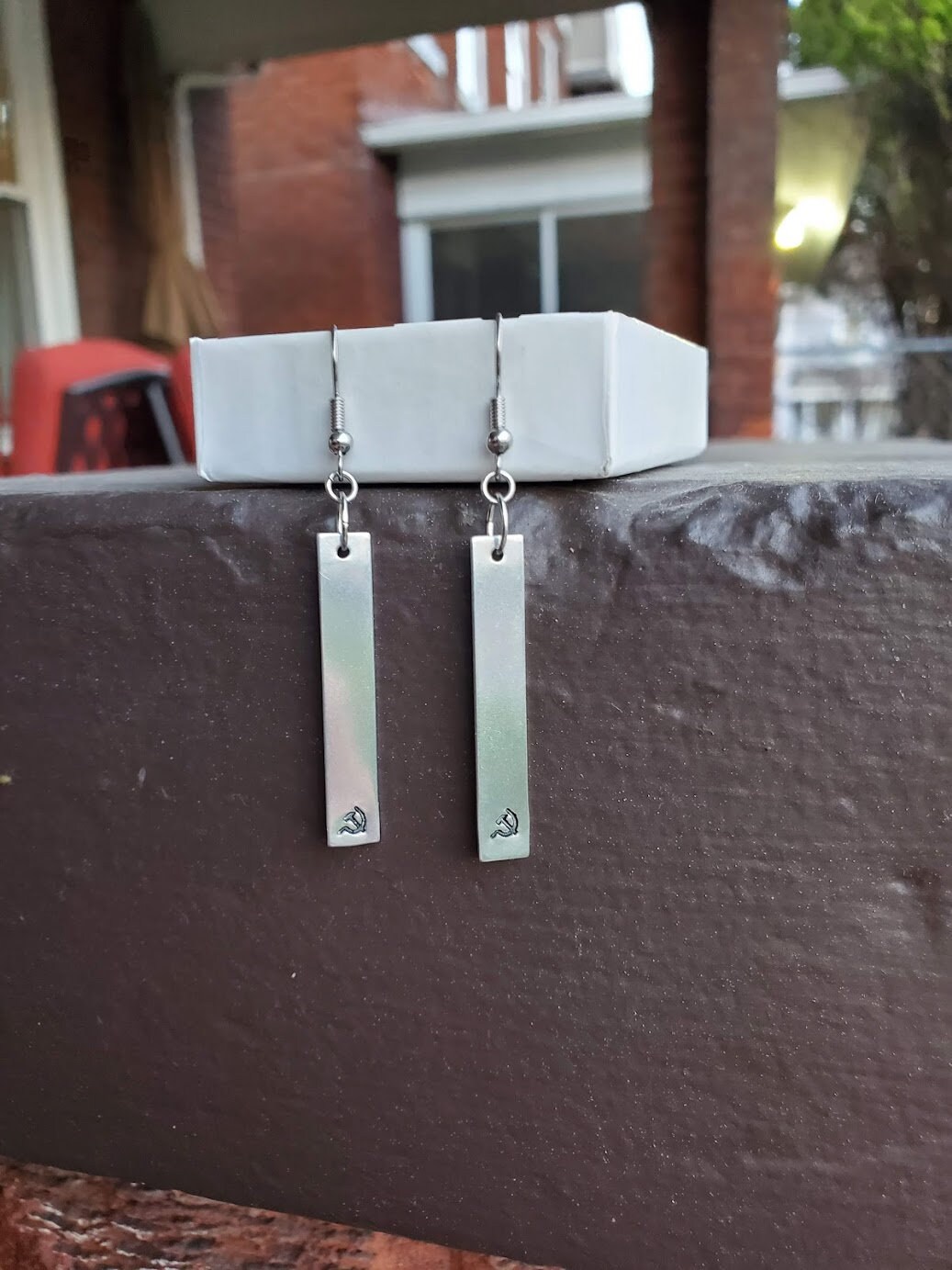 Hammer and Sickle Drop Bar Earrings Etsy