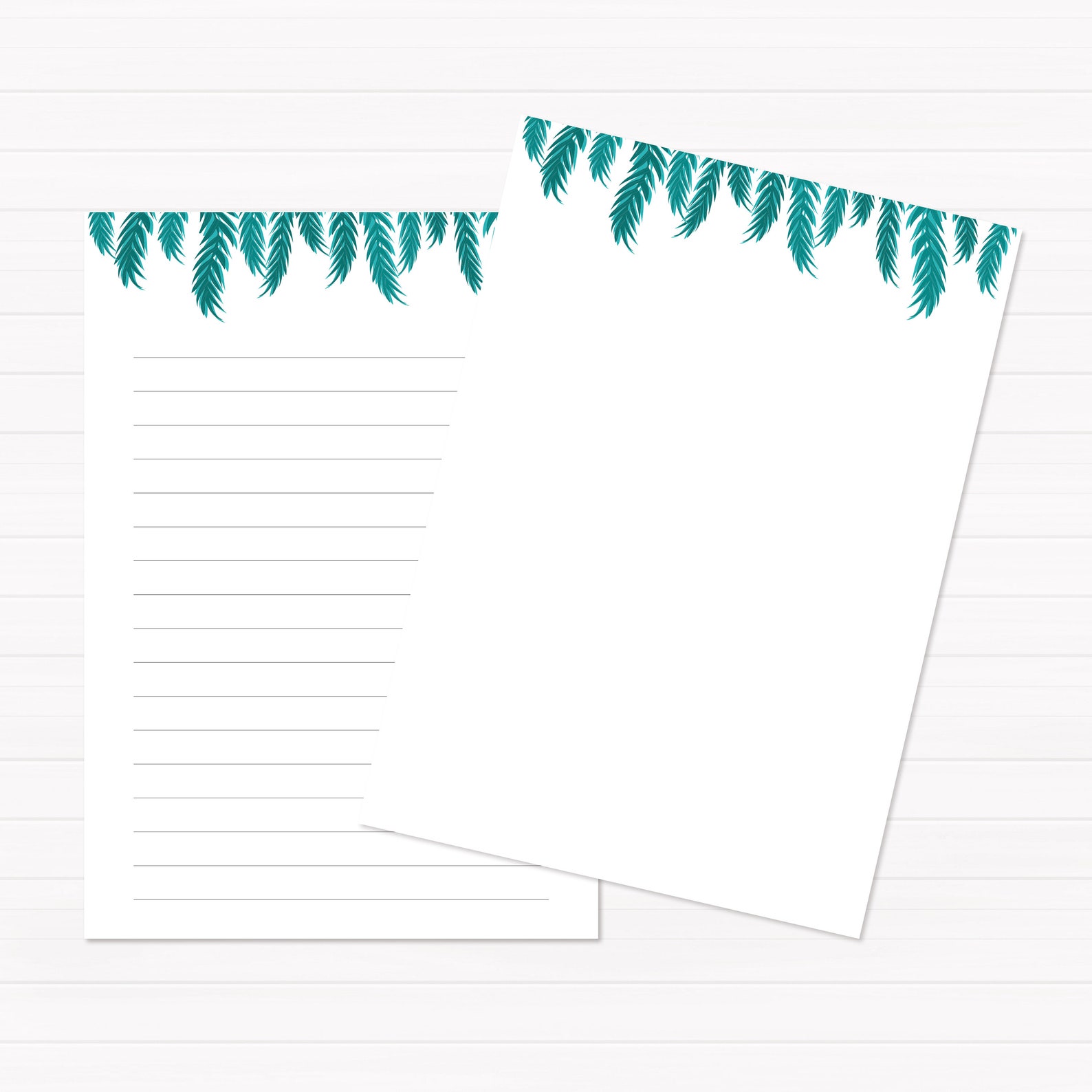 Leaves printable paper lined and unlined notes page instant | Etsy