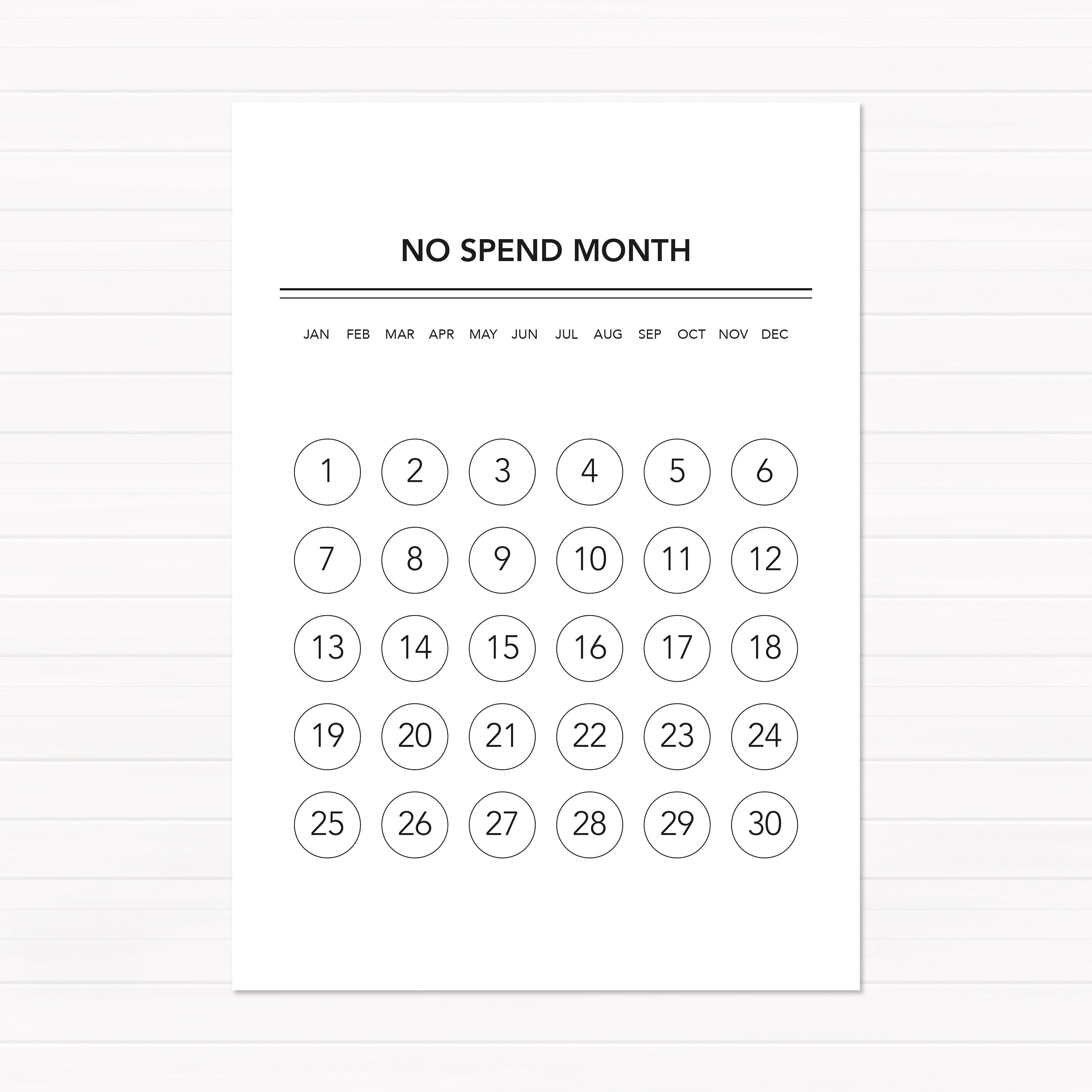 No Spend Month Challenge Printable No Spend Month Challenge Printable