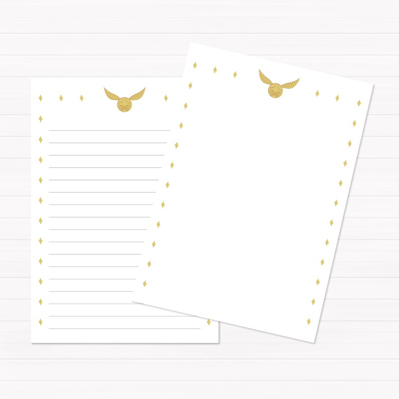 harry potter golden snitch printable paper lined and unlined etsy