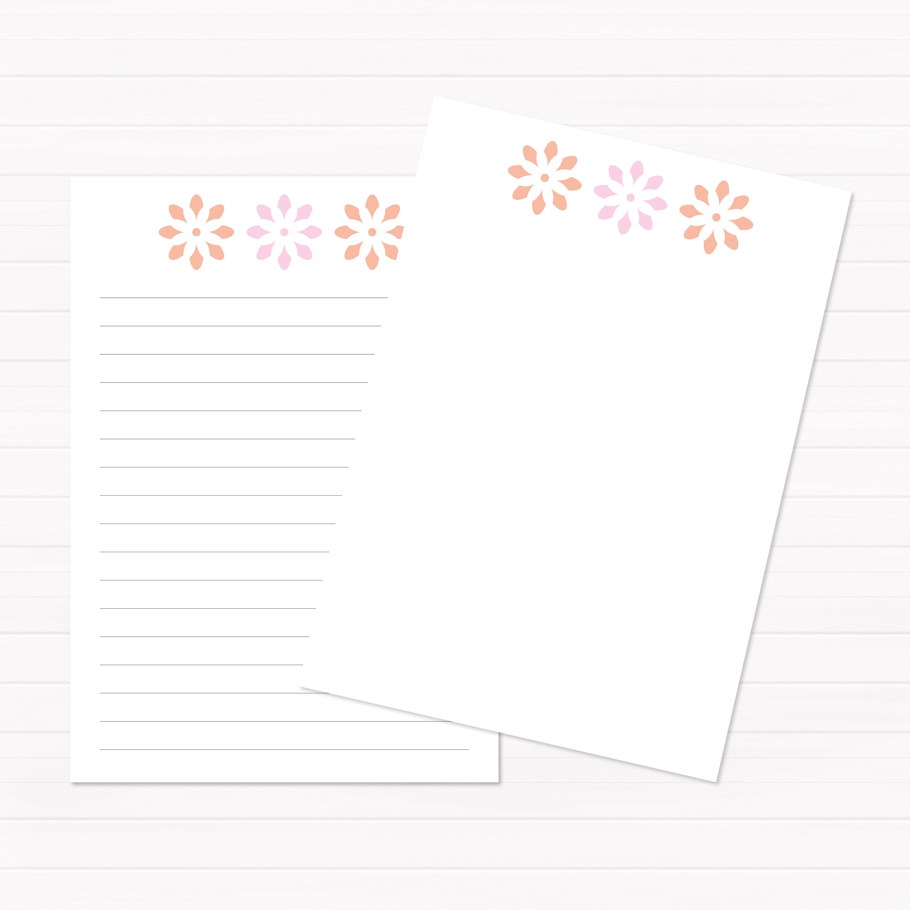 Printable paper lined and unlined note page instant download | Etsy