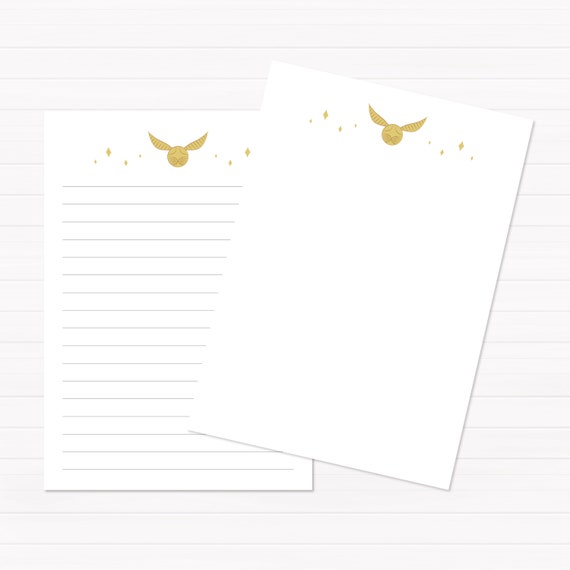 harry potter golden snitch printable paper lined and unlined etsy