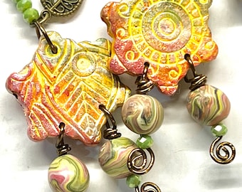 Polymer Clay Dangle Earrings | Handmade Polymer Clay Jewelry |Autumn Colors