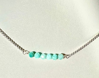 Amazonite Gemstone Necklace | Bar Necklace | Dainty Minimalist Jewelry