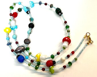 Beaded Whimsical Necklace | 27 1/2 in long | Calliope Style Necklace | Ladies No Clasp Beaded Necklace