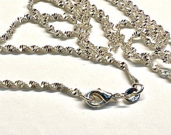 30” Twisted Singapore Chain | Sterling Silver Necklace | Long Silver Chain for Ladies