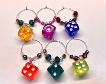 Fancy Glass Charms | Set of 6 | Unique Barware | Wine Glass Jewelry | Wine Tasting Markers