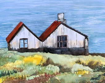 Abandoned House, 12x16, Original Art, Watercolor, Painting, Landscape,Seascape, Naive Realism, Unaffected simplicity of nature, Newfoundland