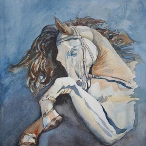 Original Watercolor Horse Painting: Equestrian Art, 9x12