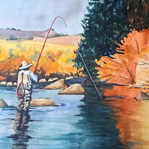 Fly Fishing Painting Etsy