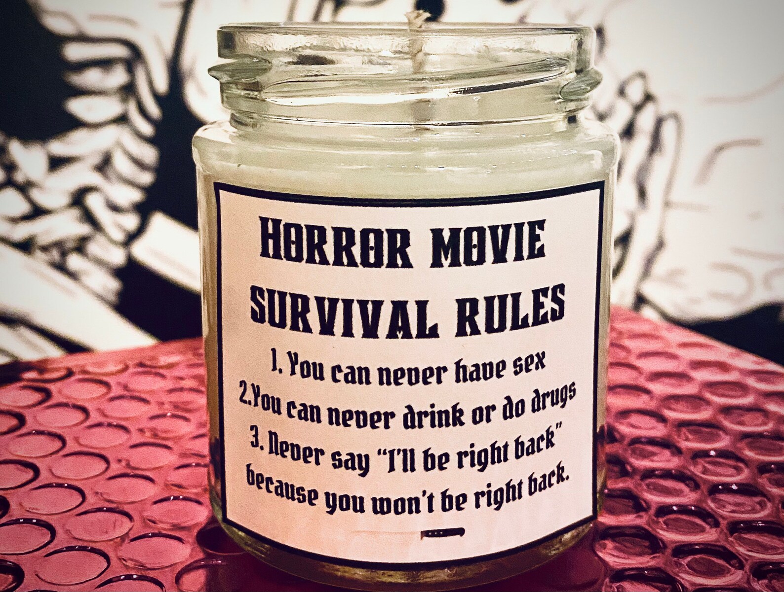 Horror Movie rules Candle. Horror gift uk. Soy wax candle. Etsy