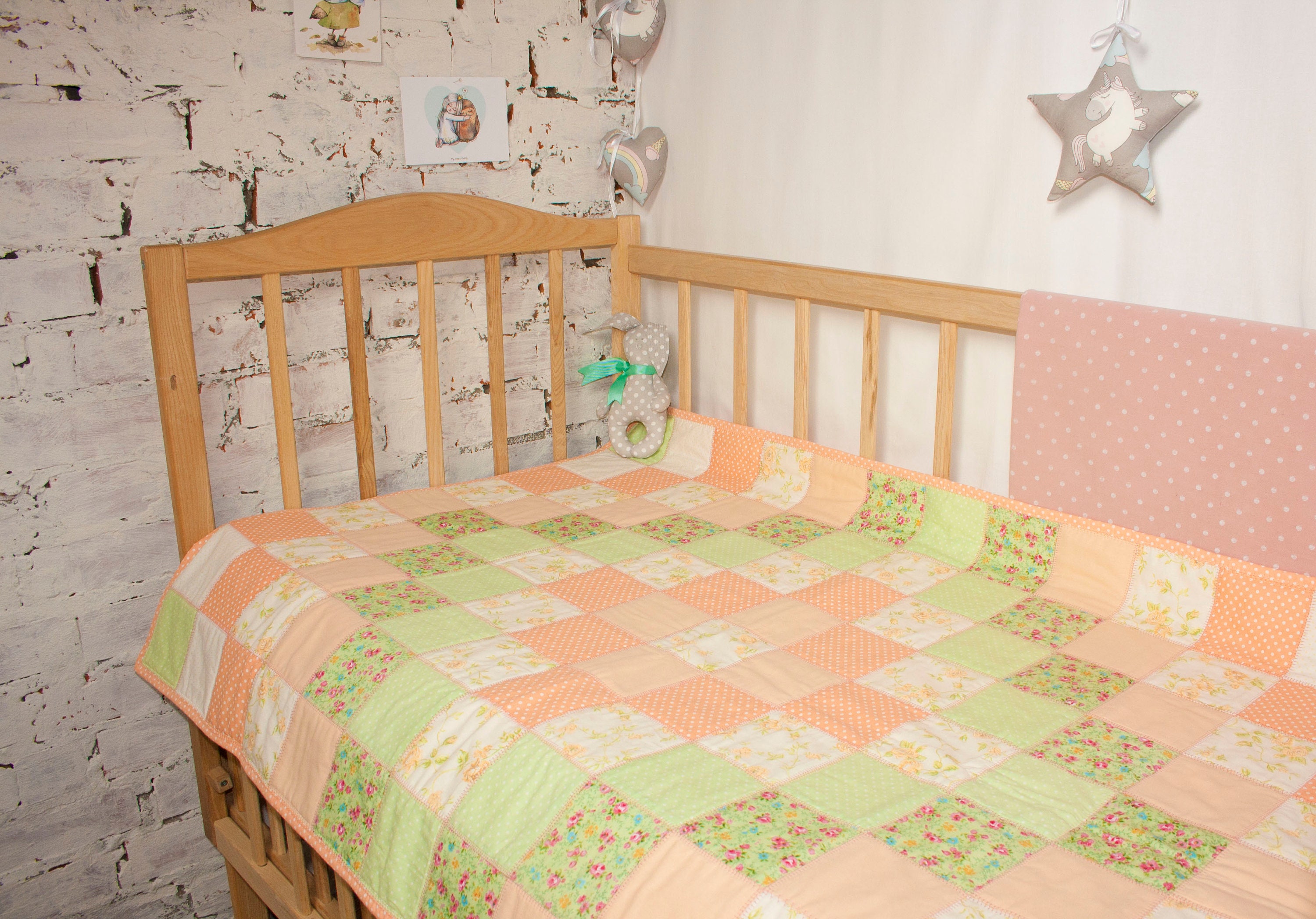 Summer Blanket / Peach Quilt / Light Quilt / Patchwork Baby Etsy