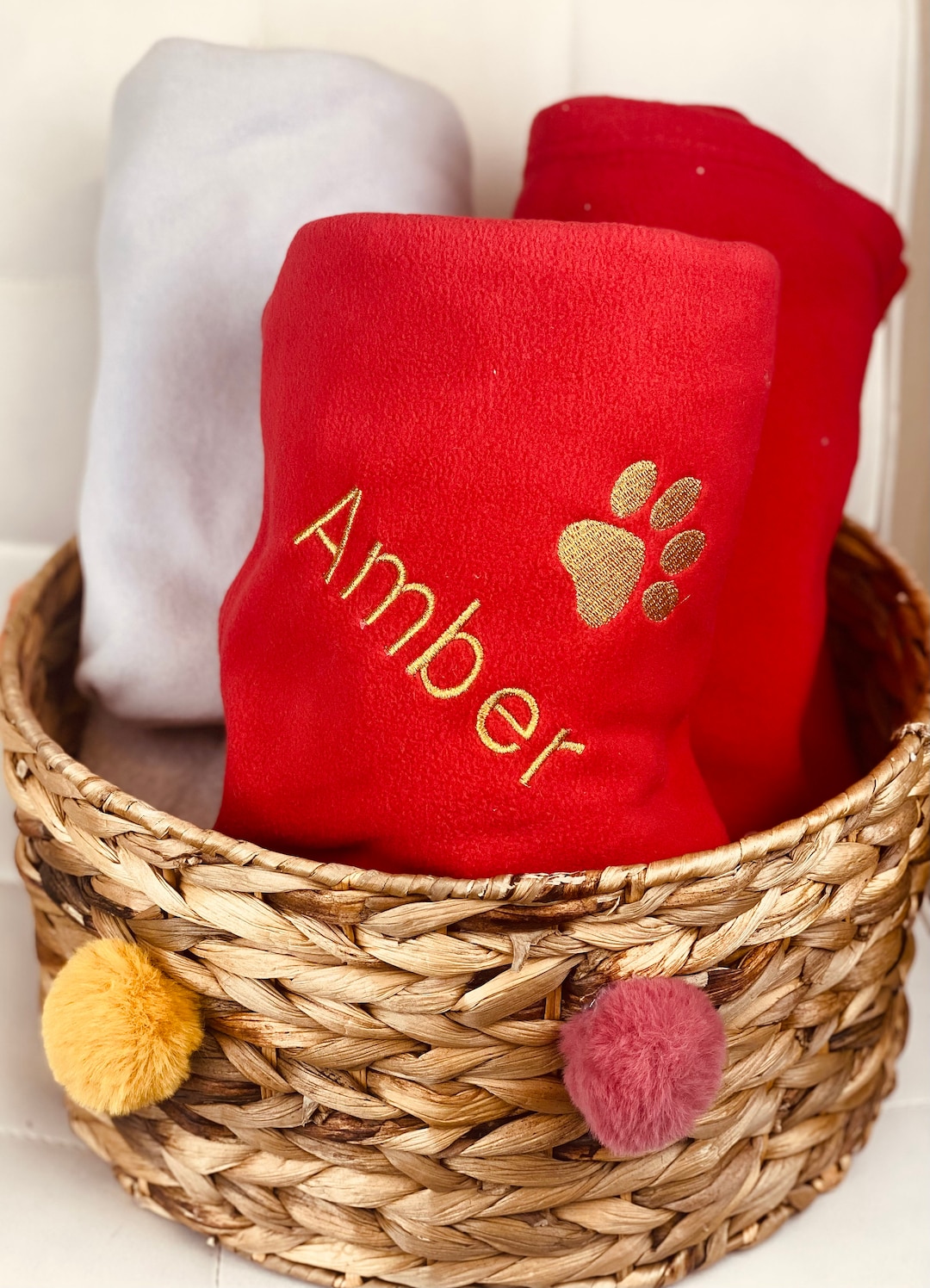 Personalised Dog Cat Blanket Pet Embroidered Gift Puppy Kitten Named