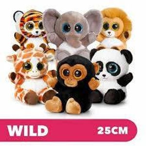 Animotsu elephant, panda, lion, tiger, giraffe, unicorn by Keel toys, 25cm wild animal fashion, soft stuffed sparkle eyes glitter eye bear