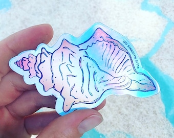 Holographic Conch Shell Vinyl Sticker - Ellie McGinnis Co.