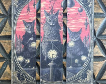 Gothic Cat Bookmarks - Mystical Book Lover Gift Set
