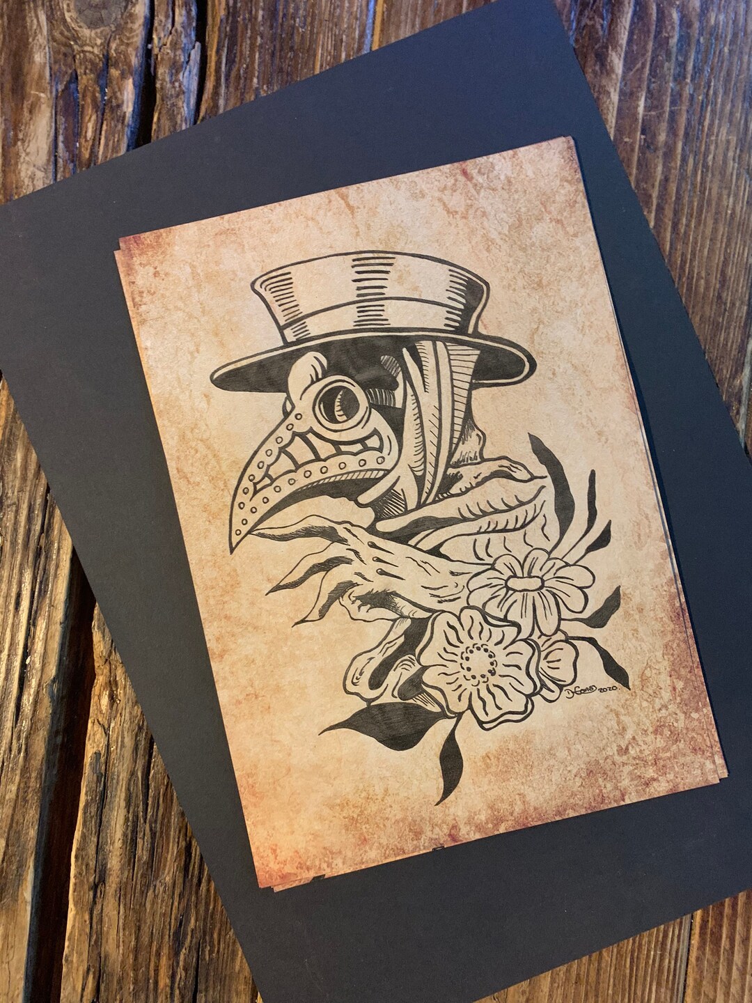 Plague Doctor Tattoo Flash Art Print: Gothic Steampunk Home Decor ...