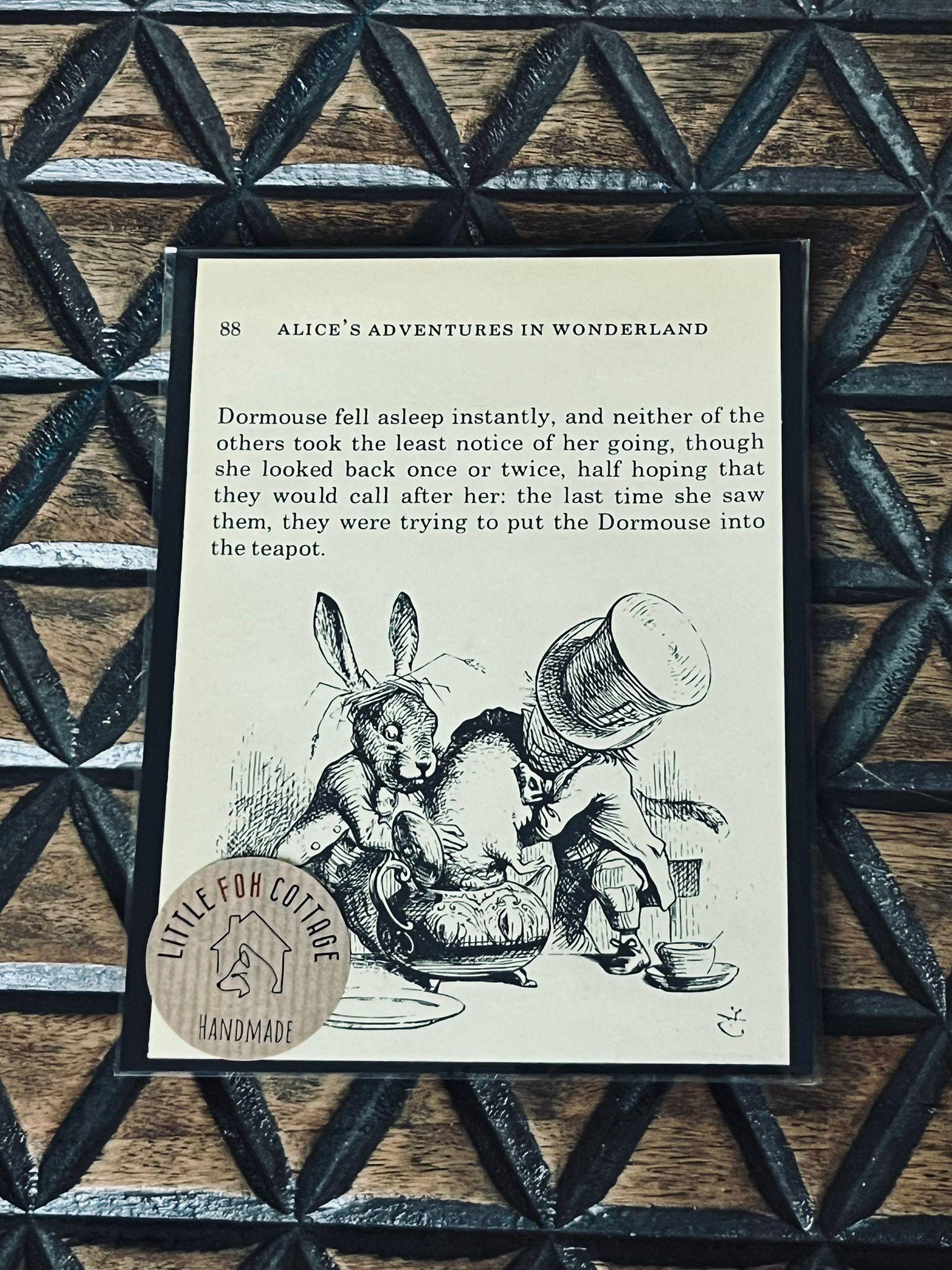 Alice in Wonderland Illustration: Dormouse in Teapot, Upcycled