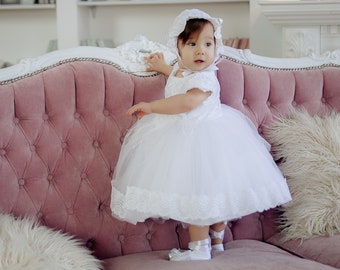 Baptism gown for baby girl, toddler baptism dress, newborn christening gown, toddler christening dress