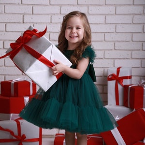 Christmas baby girl dress, photoshoot girl dress, baby gown for Christmas picture