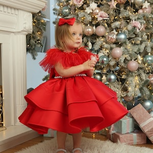 Baby Christmas Dress red Tutu Dress short Length Gown for Baby