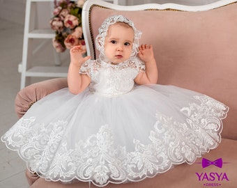 Newborn girl dress, White baptism dress for baby girl, 2t baptism dress, christening gown for girls, baby blessing dress