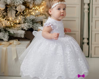 2t baptism dress, white baptism dress for baby girl, baby blessing dress, christening gown