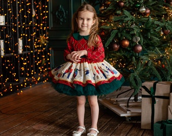 Toddler Christmas Plaid Dress, Tartan Christmas girls dress, Nutcracker Baby Girl Dress, baby 1st Christmas gift + Express delivery