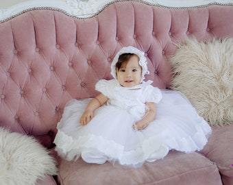 Toddler baptism dress, newborn christening gown, baptism gown for baby girl, toddler christening dress