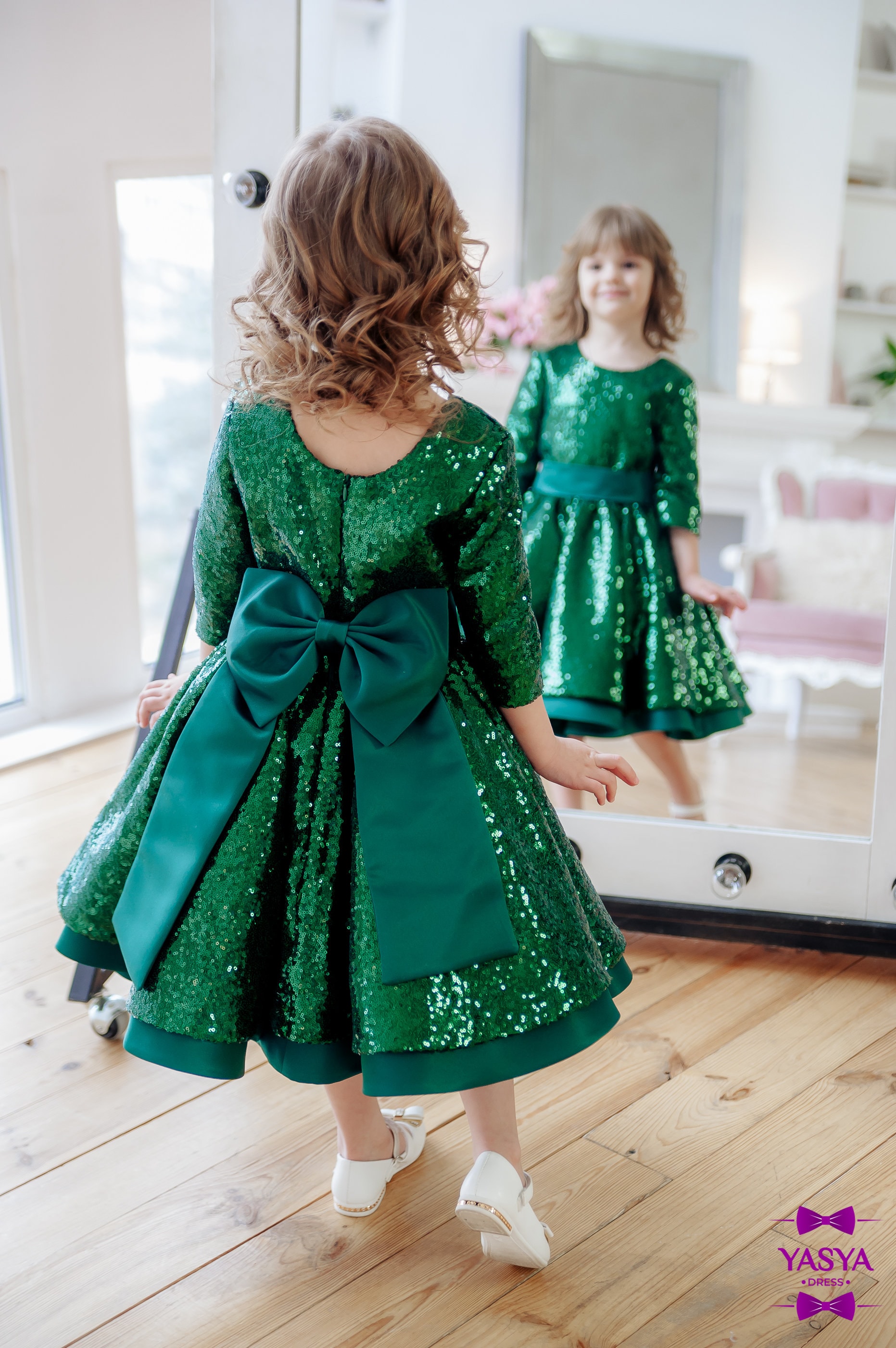 green baby christmas dress Vee's Victorians Doll Clothes main image 1