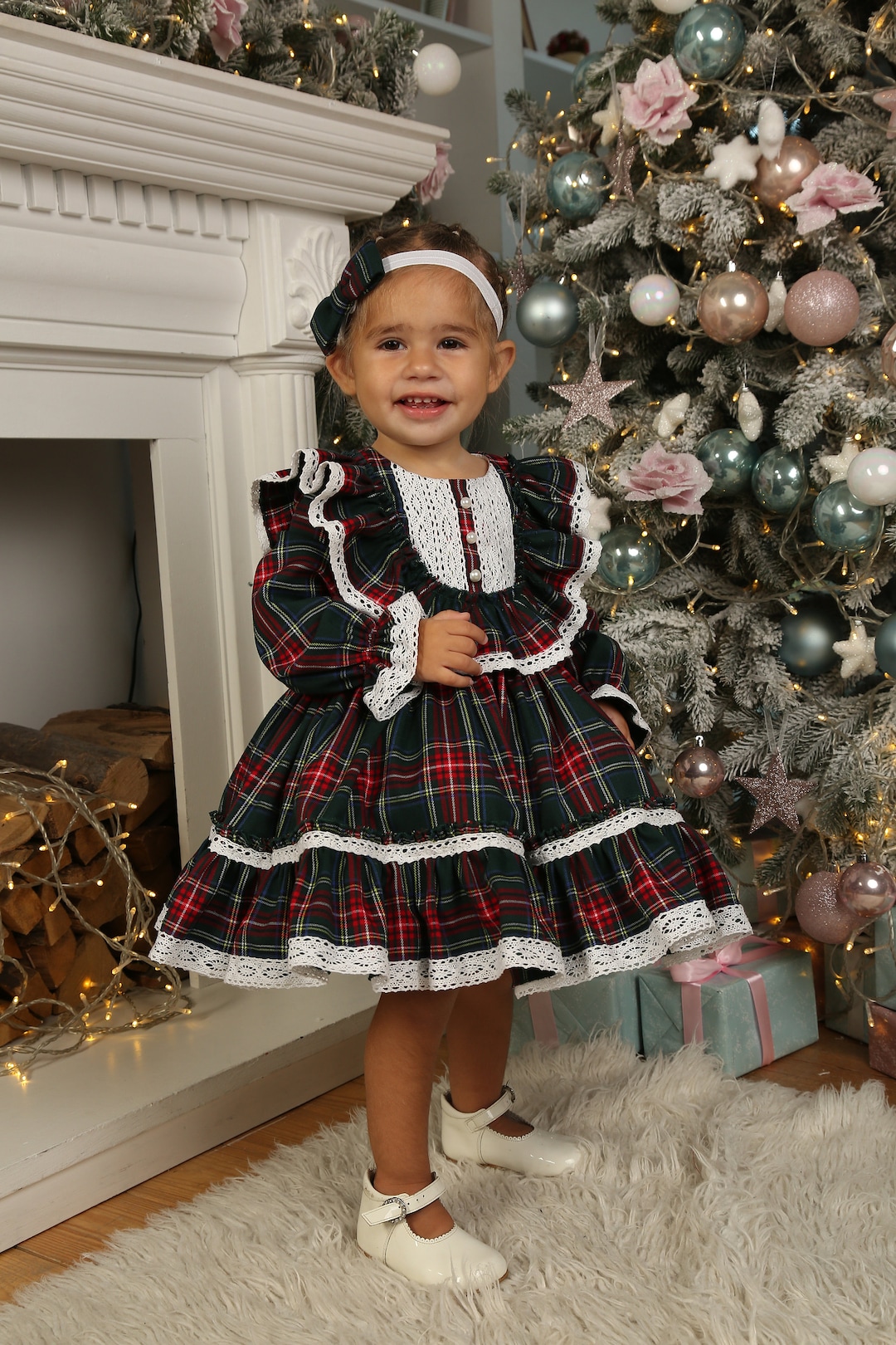 Baby Christmas Dress, Toddler Plaid Dress, Baby Girl Dress, Big and Little Girls Dress Tartan Christmas Girls Dress,