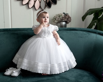 White baptism gown, christening gown girl, 2t baptism dress, christening dresses for girls, baptism dress for baby girl