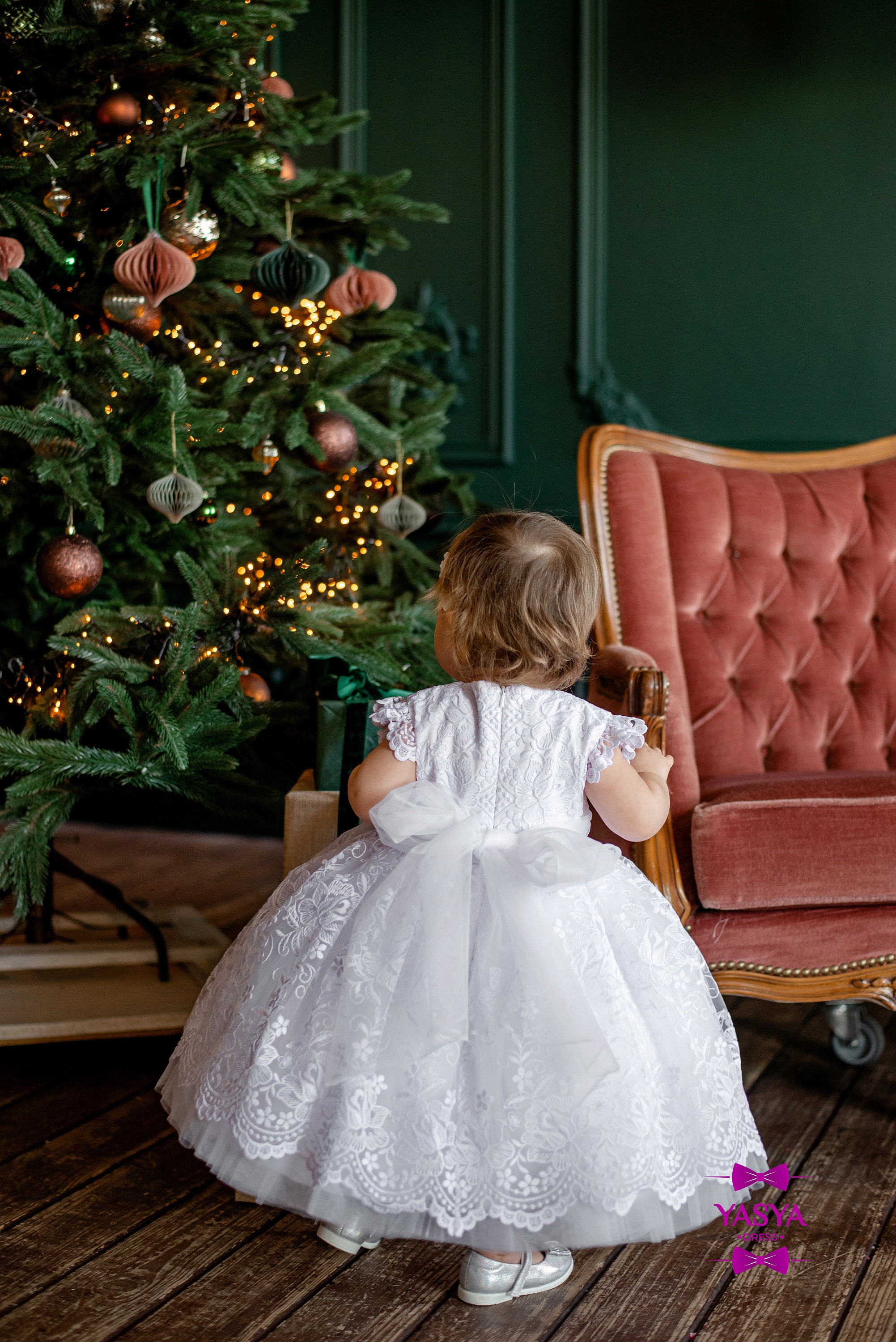 White christmas dress,baby girl gift christmas gift, Toddler christmas Dress, my first christmas dress + Express