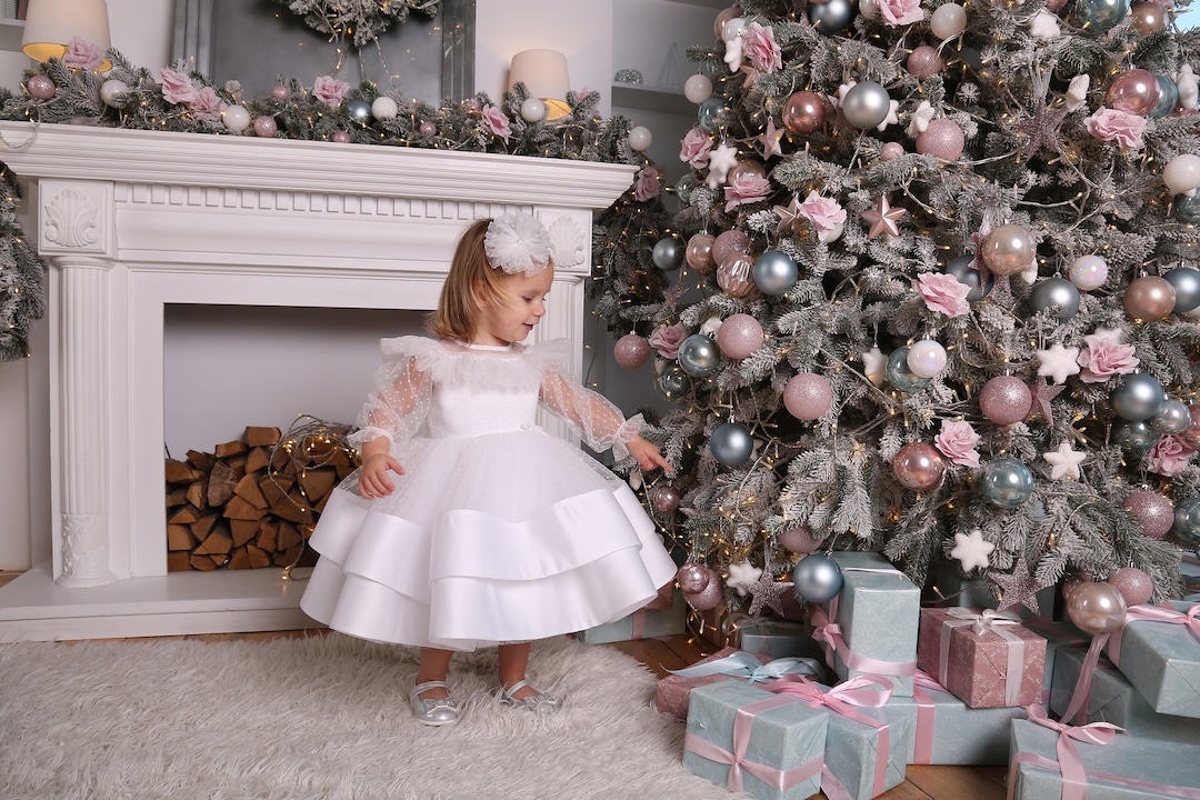 Baby Christmas dress, toddler White dress, Baby girl dress, trendy little girl dress for Xmas + Express Baby Christmas dress, toddler White dress, Baby girl dress, trendy little girl dress for Xmas + Express