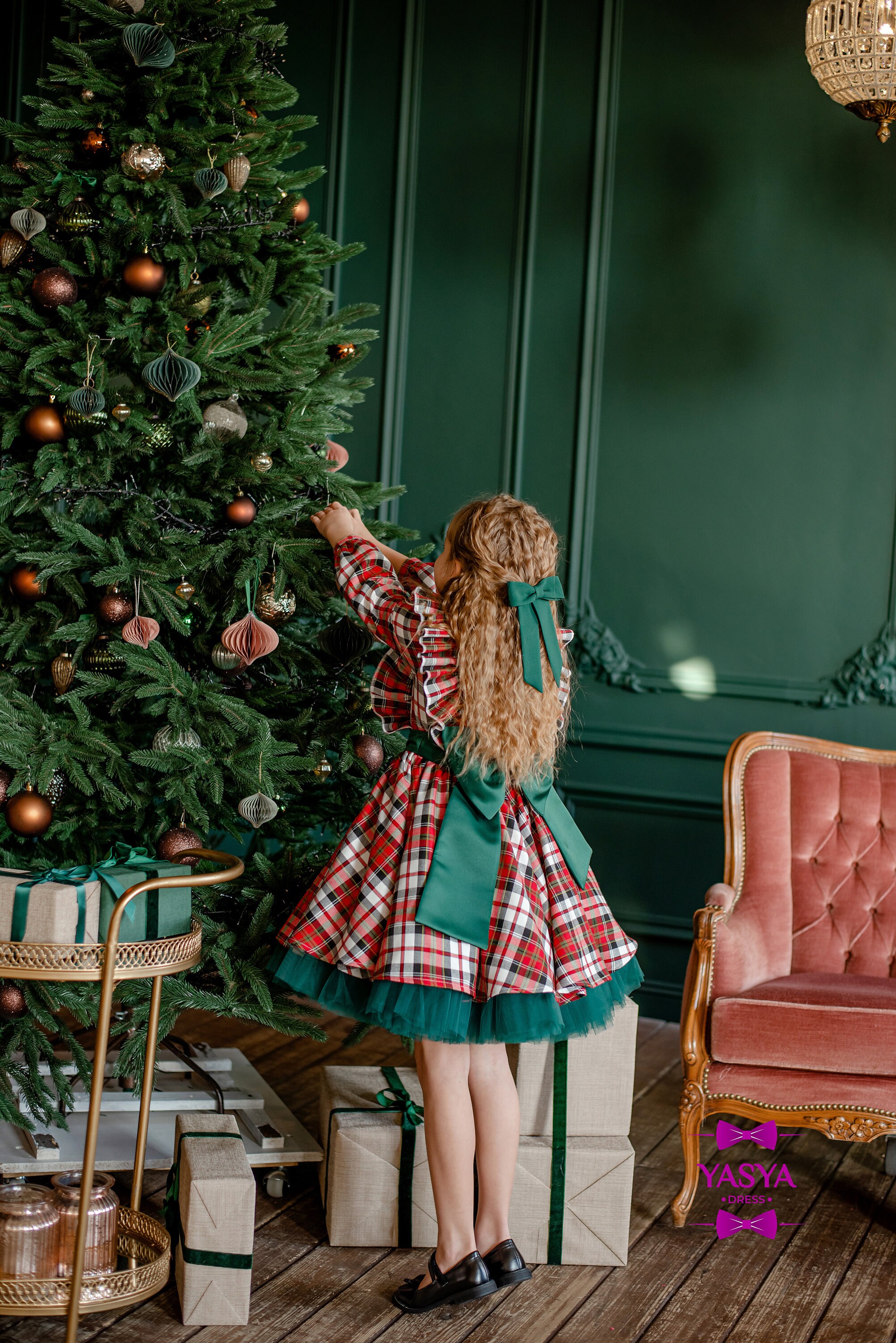 christmas pink dress Christmas Tree Dress & Headpiece main image 0