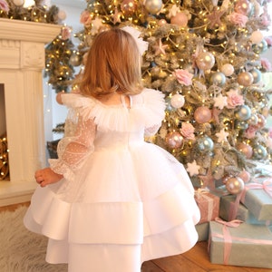 Baby Christmas dress, toddler white dress, baby girl dress, trendy little girl dress for Xmas Express delivery image 7