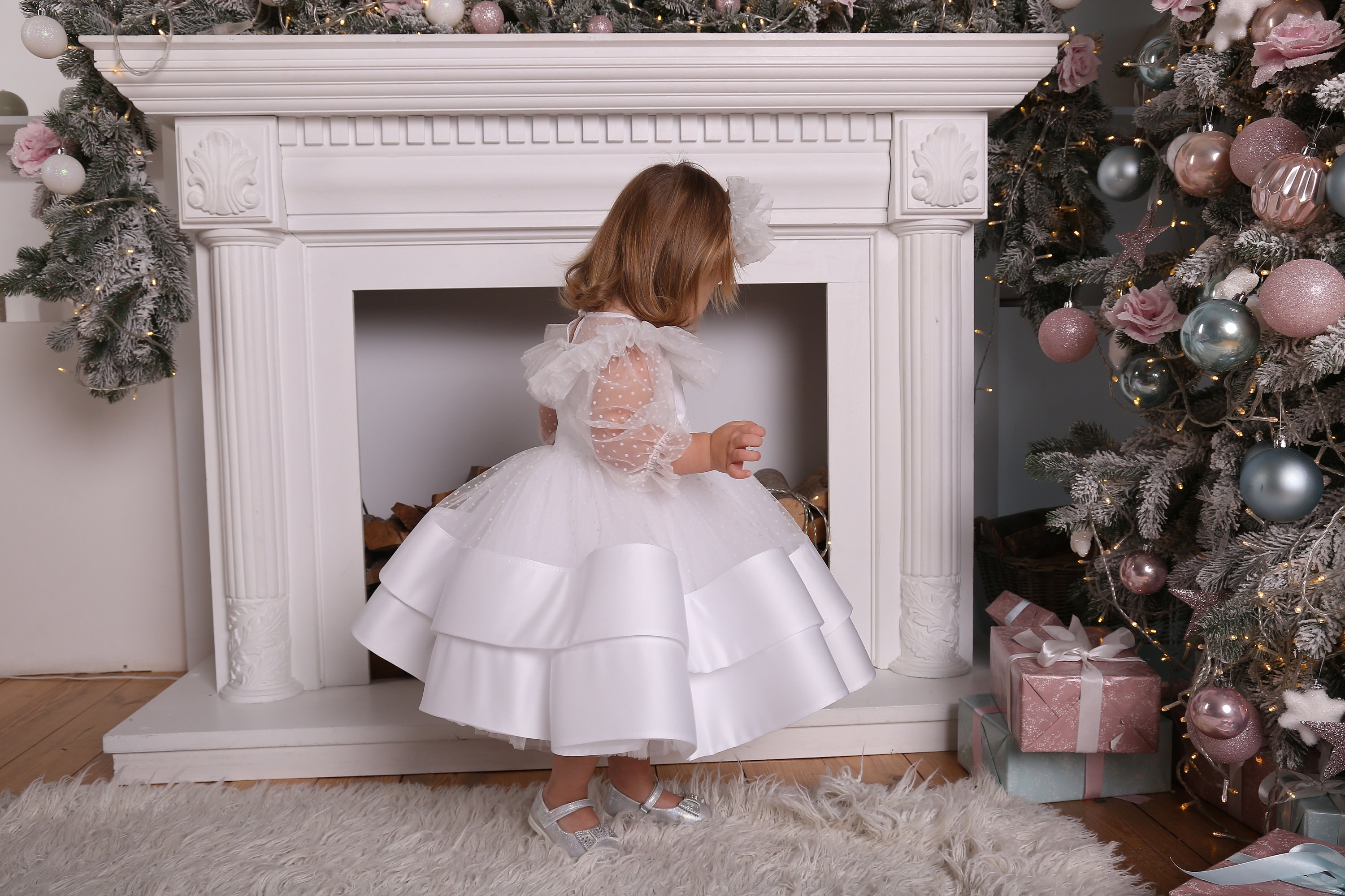 Baby Christmas dress, toddler White dress, Baby girl dress, trendy little girl dress for Xmas + Express