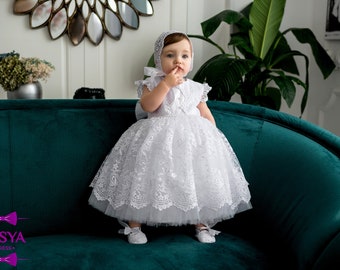 White baptism dress for baby girl, baby blessing dress, christening gown, Baptism dress for toddler girl