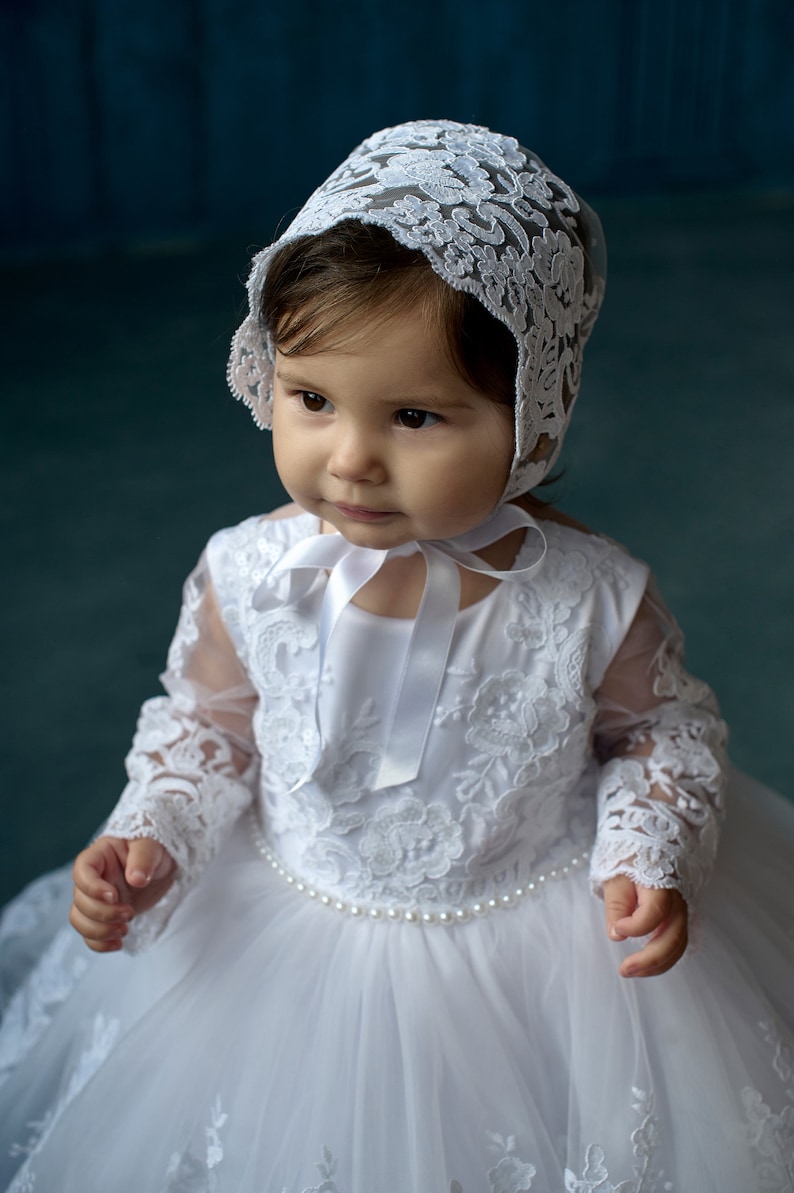 Baby blessing dress, White Toddler baptism dress with train, baptism dress for baby girl, 3t, 2t baptism dress, white christening dress image 4