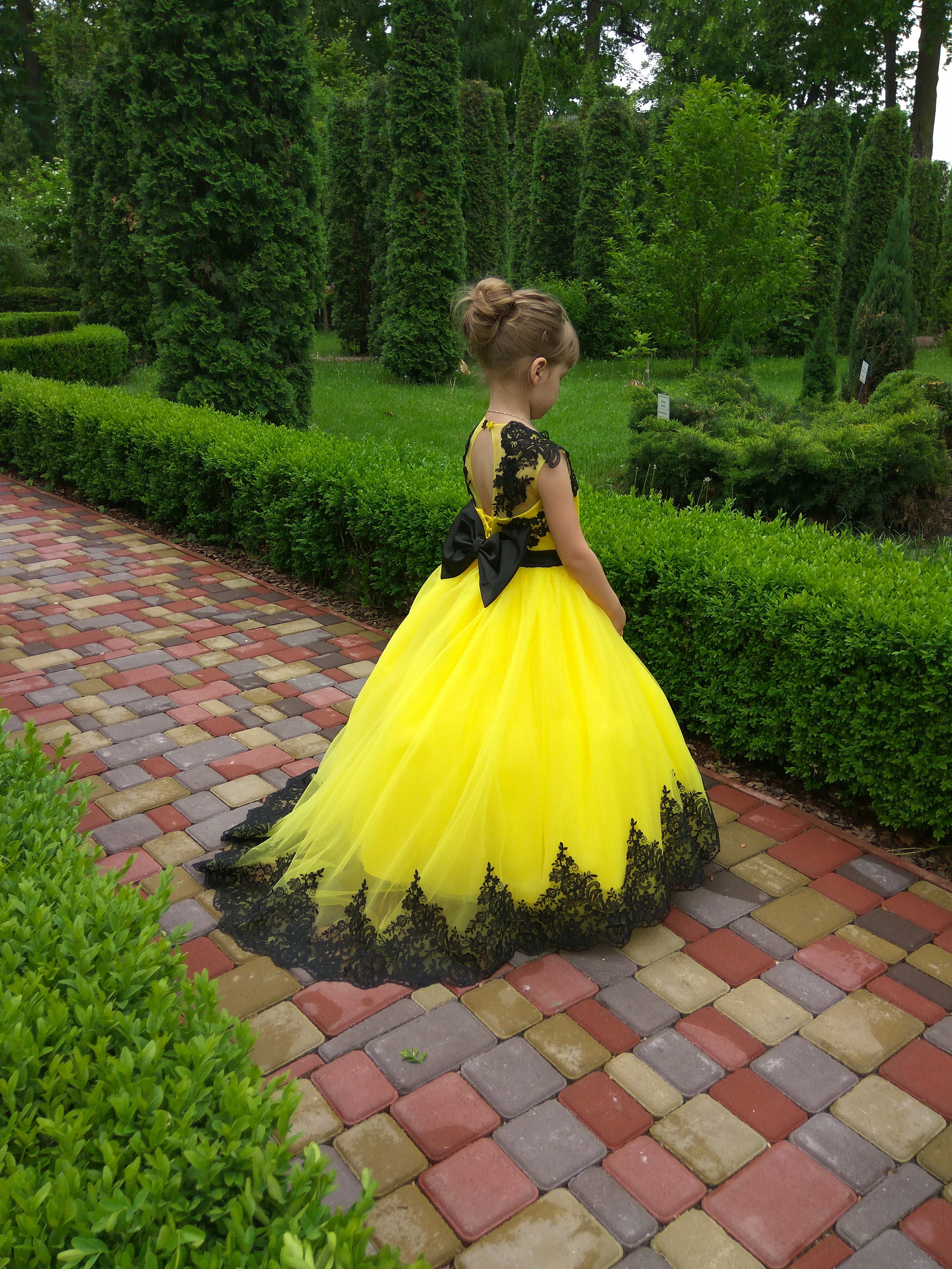 Yellow Flower Girl Dress Long Flower Tulle Gown for Toddler - Etsy