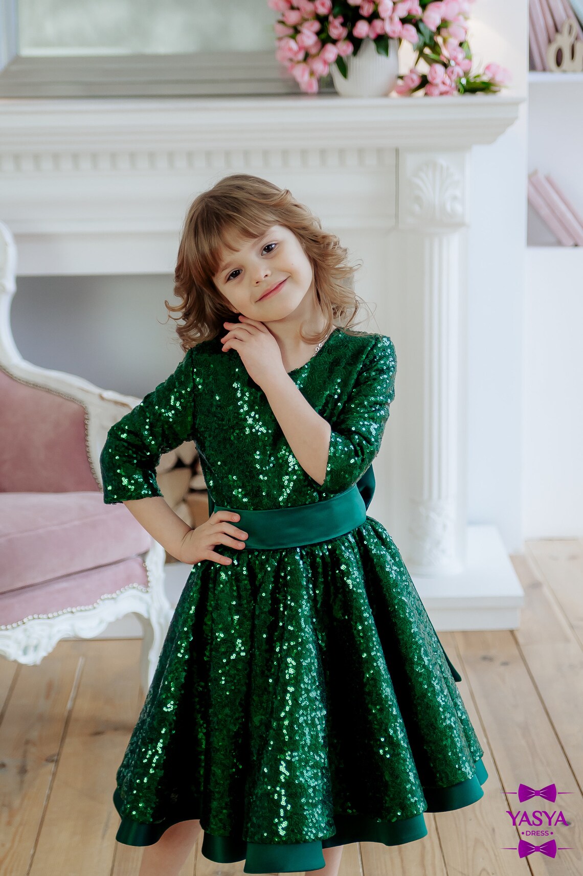 Sparkling Green Christmas Toddler Dress Baby Girl Gift Etsy