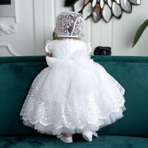 White Baptism Dress Baby Girl Christening Dress Baby Etsy
