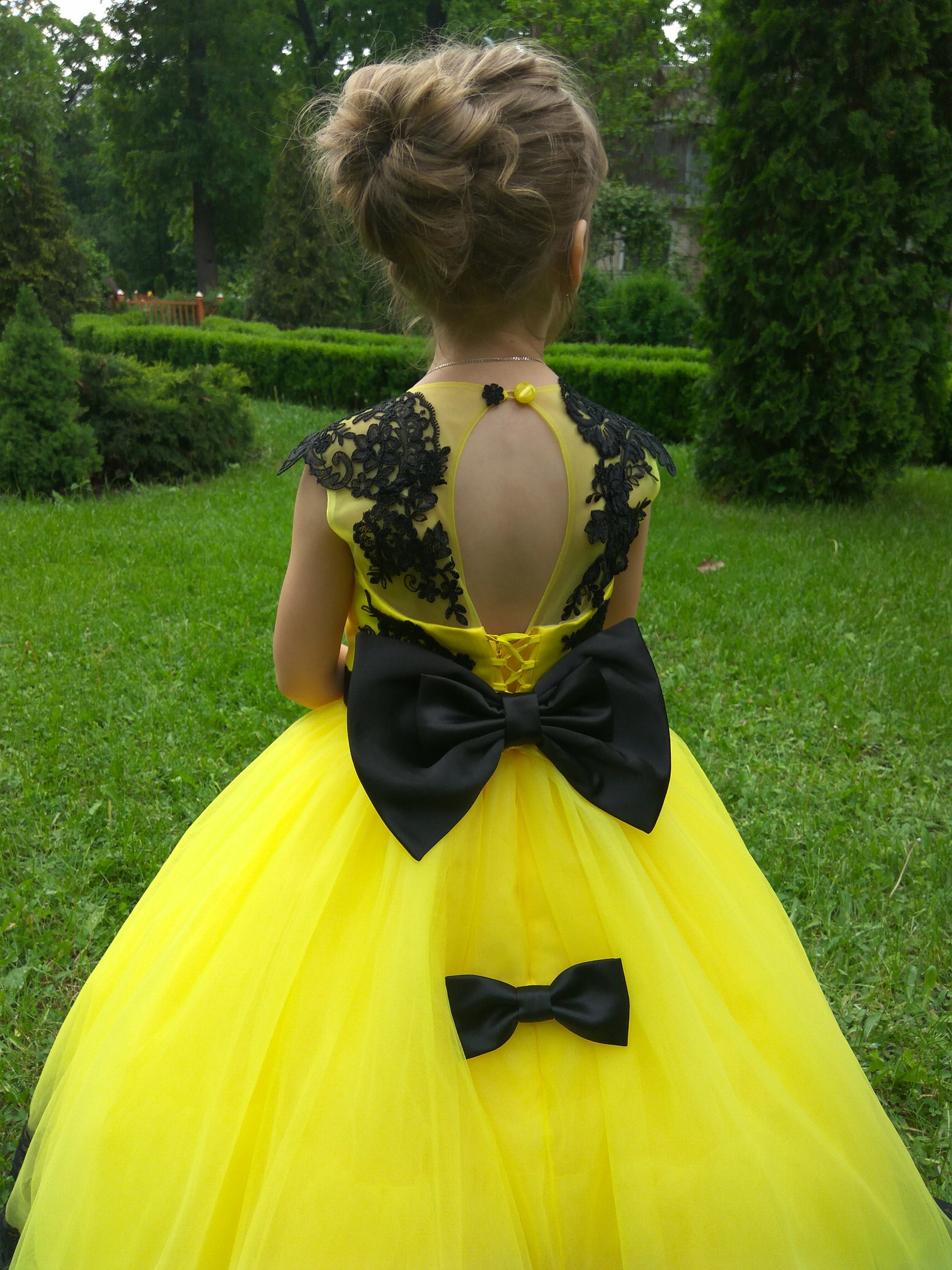 Yellow Flower Girl Dress Long Flower Tulle Gown for Toddler Etsy
