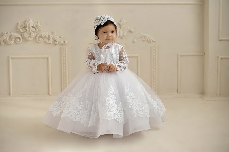 Baby blessing dress, White Toddler baptism dress with train, baptism dress for baby girl, 3t, 2t baptism dress, white christening dress image 3