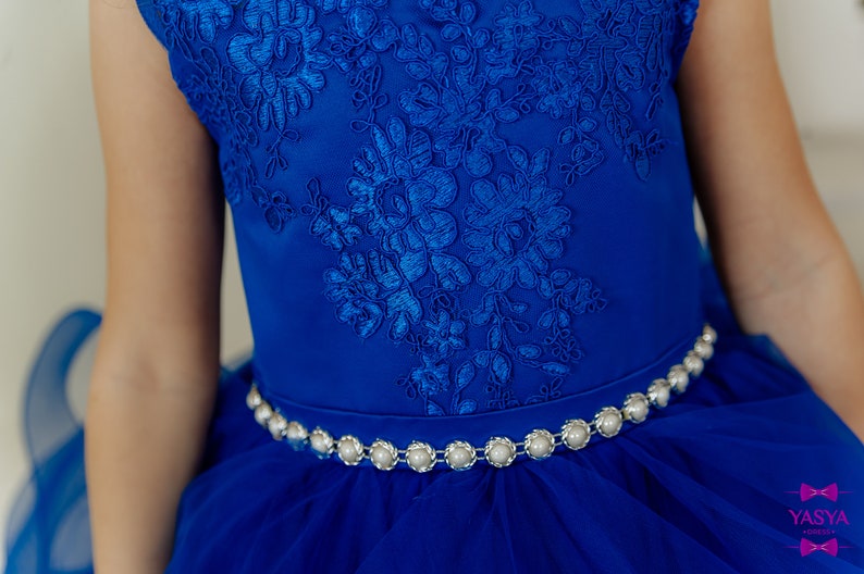 Royal Blue Flower Girl Dress Long Flower Tulle Gown for Etsy