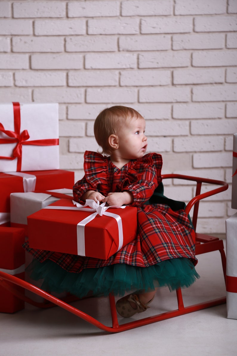 Robe bébé fille de Noël, robe de Noël tout-petit filles, Robe de Noël personnalisée, robe pour Noël, Tenue de Noël Livraison express image 3