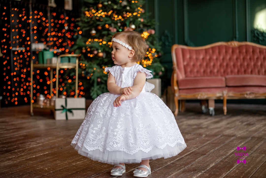 White Christmas Dress,baby Girl Gift Christmas Gift, Toddler Christmas 
