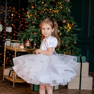 Vestido de Navidad blanco para bebés, vestido blanco para niños pequeños, vestido de niña para Navidad con copos de nieve, regalo de Navidad para bebés, Traje de Navidad para niñas imagen 8