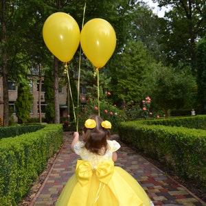 Baby first birthday dress, baby flower girl dress, Yellow princess dress, Toddler birthday dress image 4